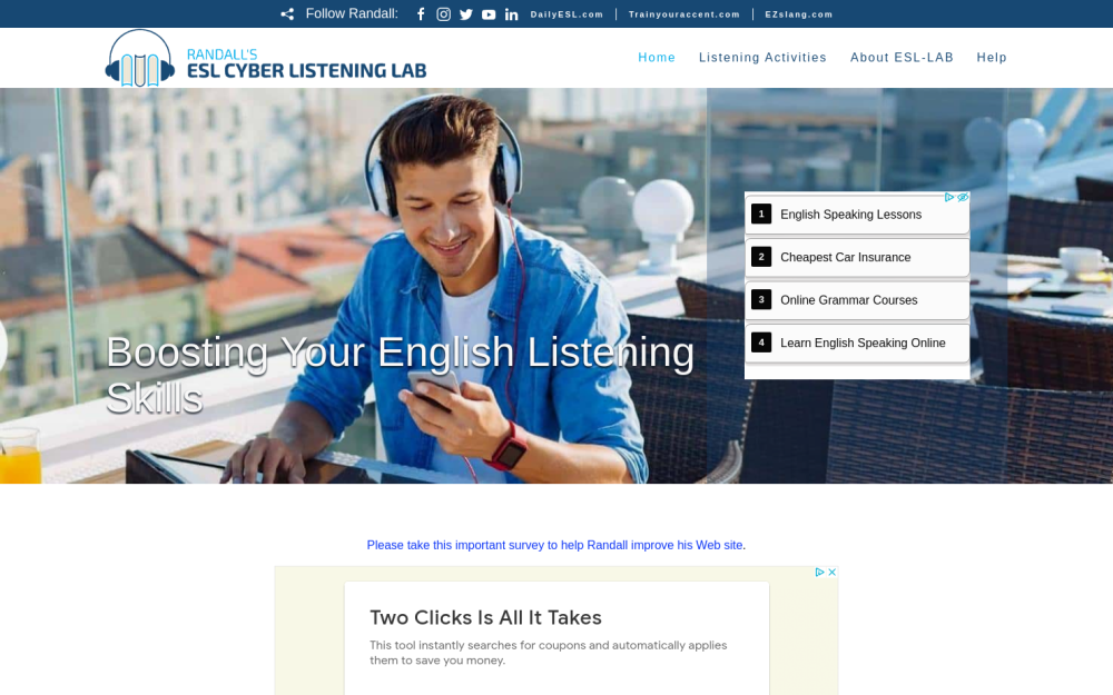 Visit website for Randall's ESL Cyber Listening Lab