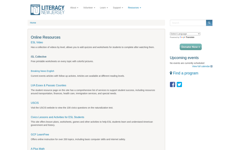 Visit website for Literacy New Jersey - Tutor Resources