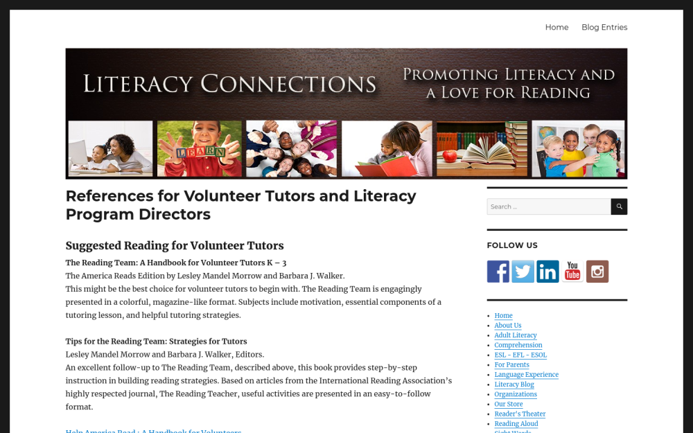 Visit website for Literacy Connections - Tutor Suggested Reading